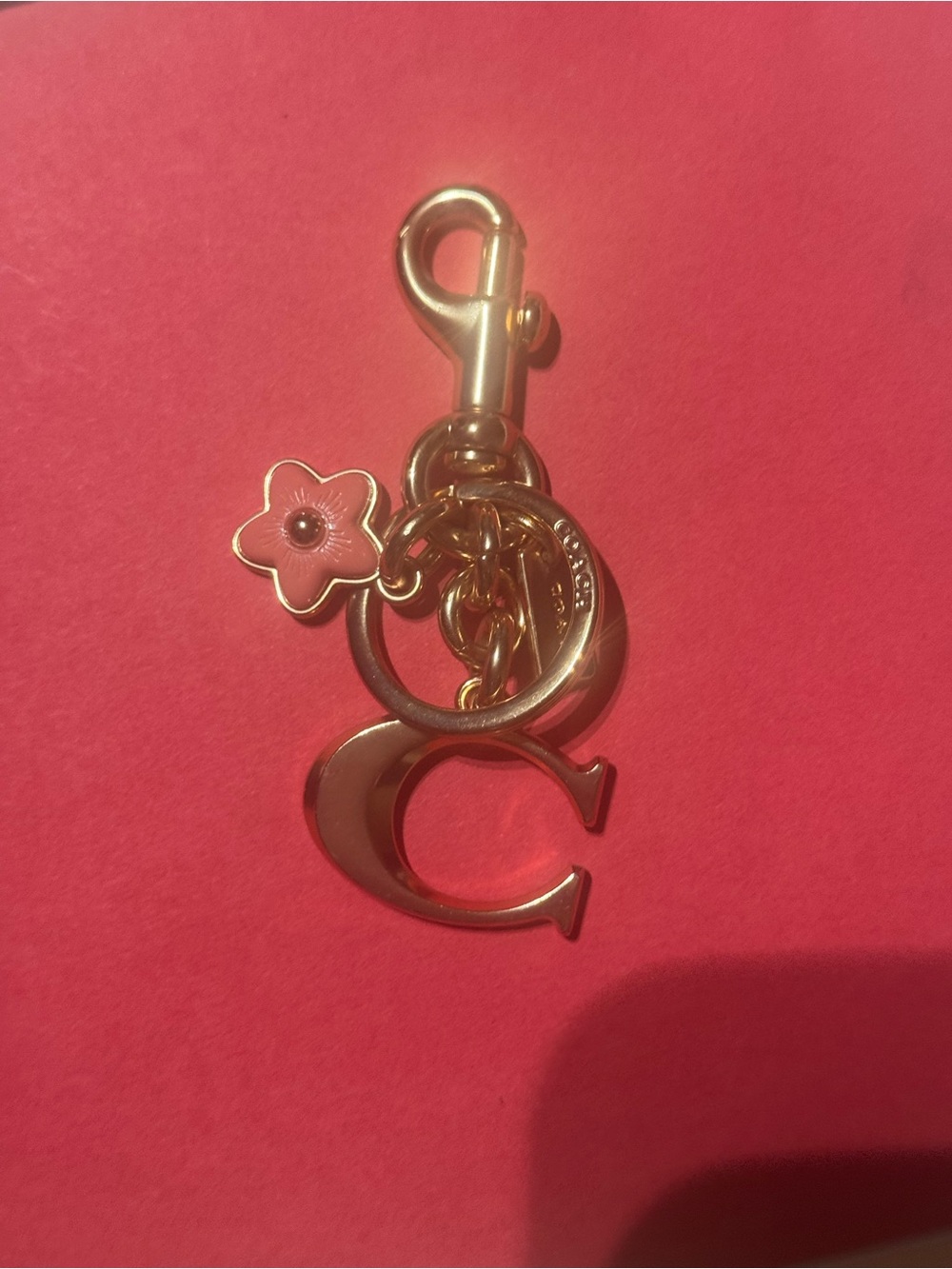 Coach Tea Rose Gold-Tone Keyring Bag Charm - Picture 6 of 16